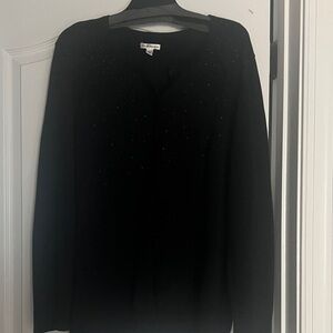 croft & barrow Black Cardigan with Subtle Rhinestone Detail